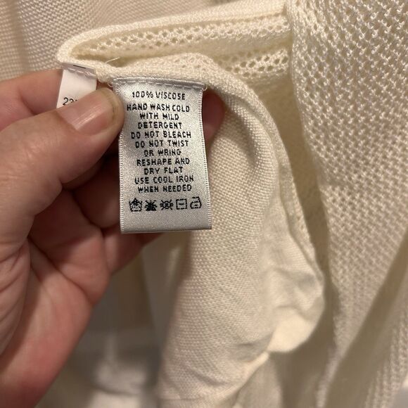 August Silk Women's Open Front Flowy Cardigan Viscose Off White Medium Beachy - Picture 8 of 8